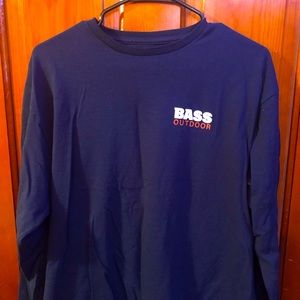 BASS Outdoor Crew Neck Long Sleeve Shirt Blue | Size Large